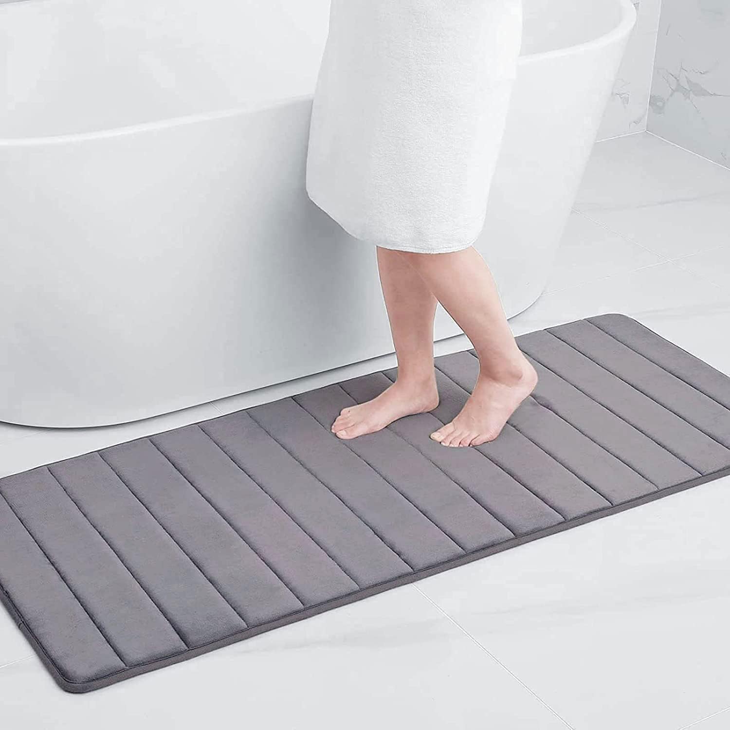 Homaxy Memory Foam - Alfombra de baño (61 x 120 cm), color gris oscuro | absorbente, suave, antideslizante, lavable a máquina, lavable, para baño, alfombra de baño, alfombra de baño
