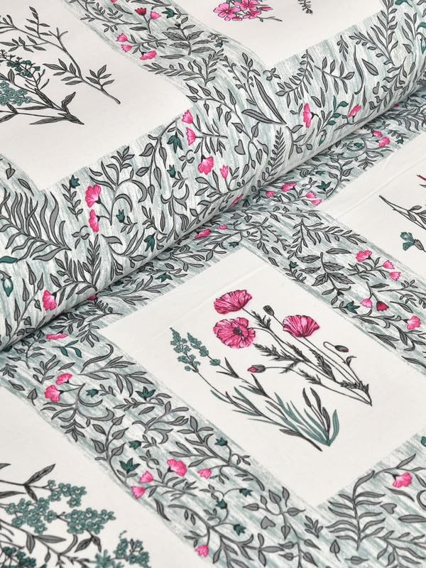 Image of Jaipur Fabric Double Bed Sheet with 2 Pillow Covers | Modern Printed Bedding Set for Bedroom