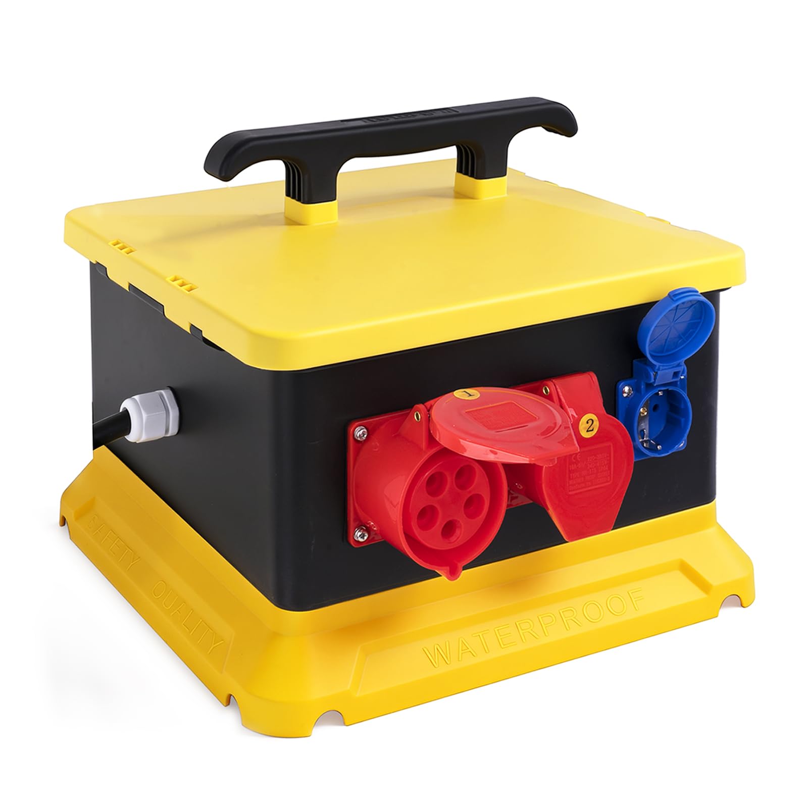 Distribuidor de Corriente para construcción, 30 módulos con Interruptor de protección, IP54, Resistente al Agua, Caja de Enchufe portátil con IP54, 230 V/16 A, Enchufe Schuko, IP44