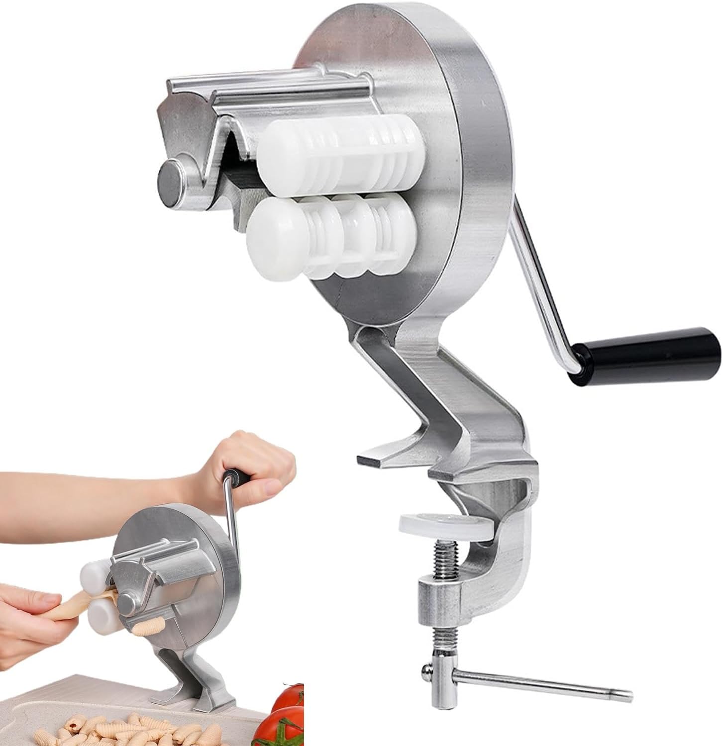Stainless Steel Manual Pasta Maker, Portable Hand Crank Noodle Extruder, Manual Pasta Maker Hand Crank, Make Different Thickness and Shape Noodles, Perfect for Home Kitchen Restaurant Use