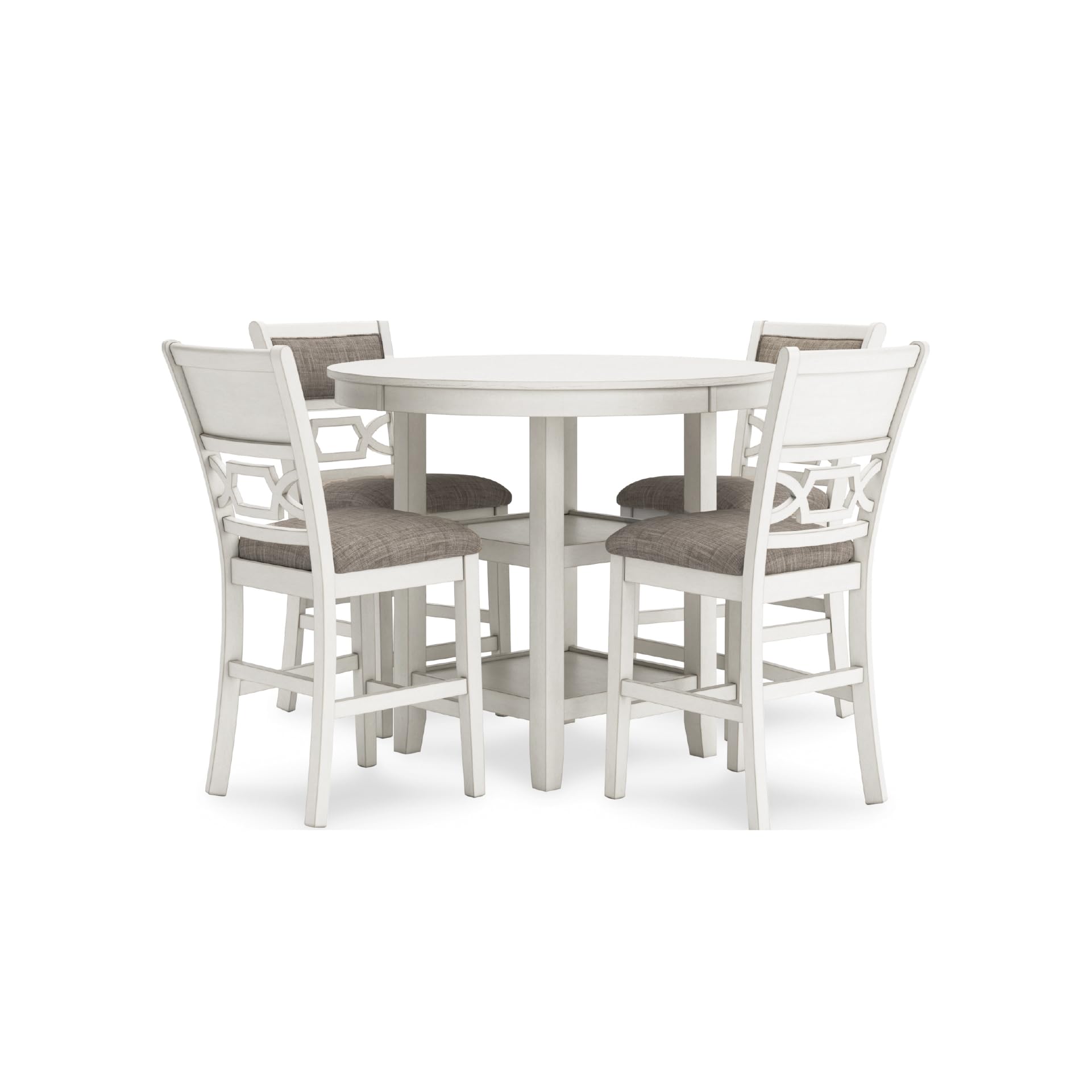 Signature Design by Ashley Erinberg Casual Counter Height Dining Table and 4 Armless Upholstered Bar Stools with Footrest and 2 Shelves, Set of 5,