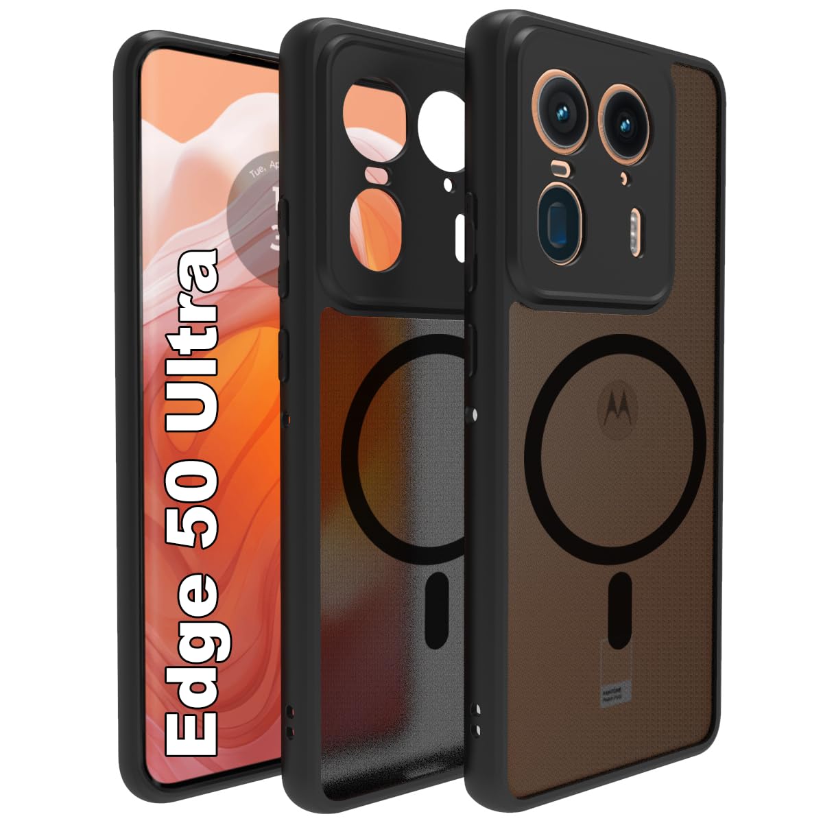 RIGGEAR Shockproof Sleek Hybrid Armor Back Cover Case Compatible with MagSafe Accessories for Motorola Moto Edge 50 Ultra 5G (Smoke Black Matte PC + Black TPU Bumper) (B0DGZ2K77Z) Amazon Price History, Amazon Price Tracker