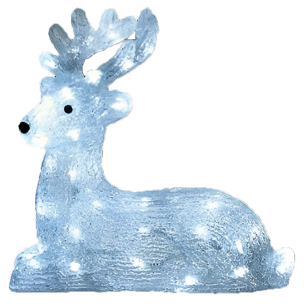 Renna Luminosa con 40 LED alzato in cammino Natalizio Decorativo in acrilico Interno/Esterno allestimenti eventi decorazione giardino albero di natale