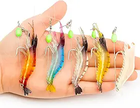 Kit 5 Iscas Camarão Artificial Luminosa Robalo Tucunaré