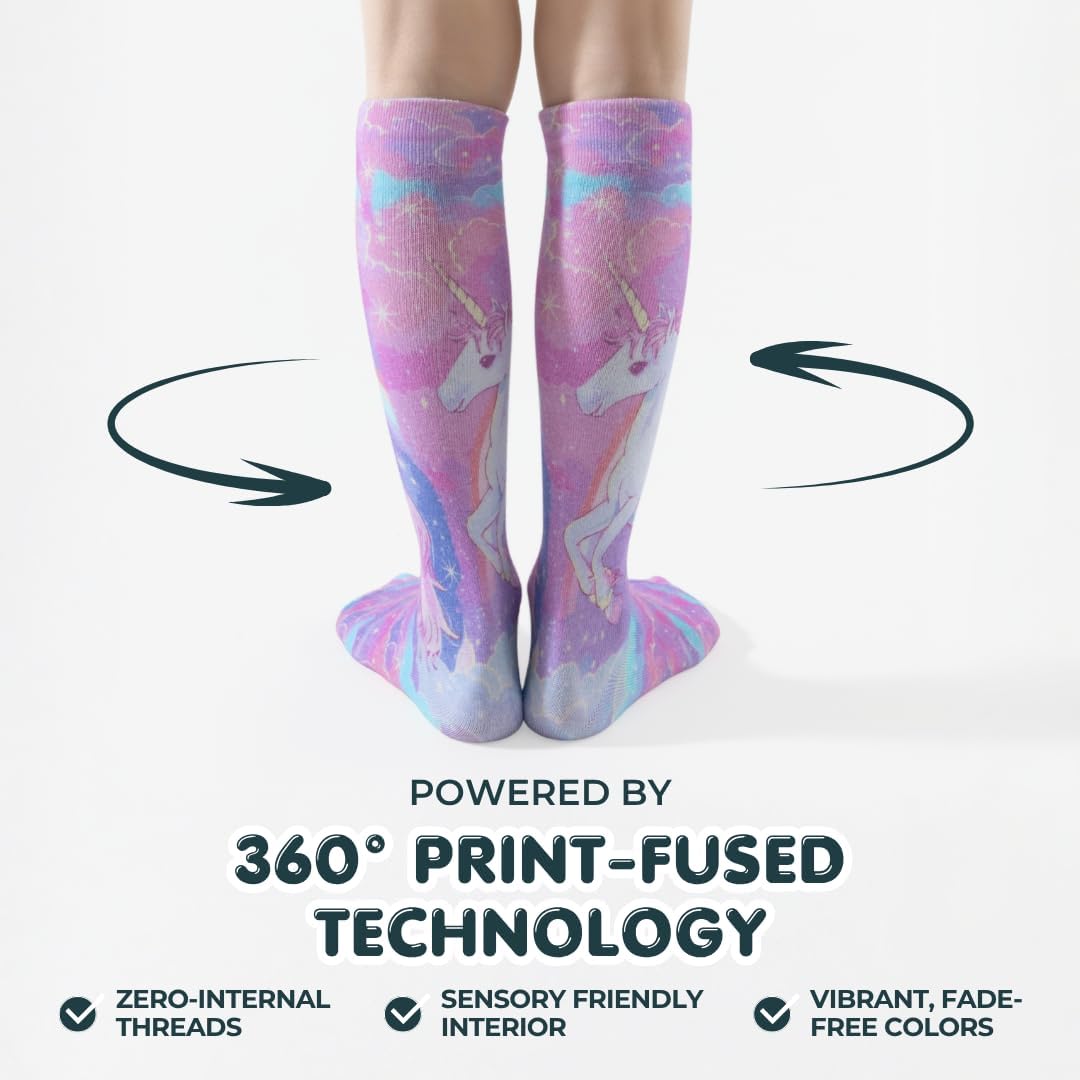 Lairos AFO Socks for Kids - 90% Cotton, Highly Stretchy, No Threads Inside, Solid Colors & Prints