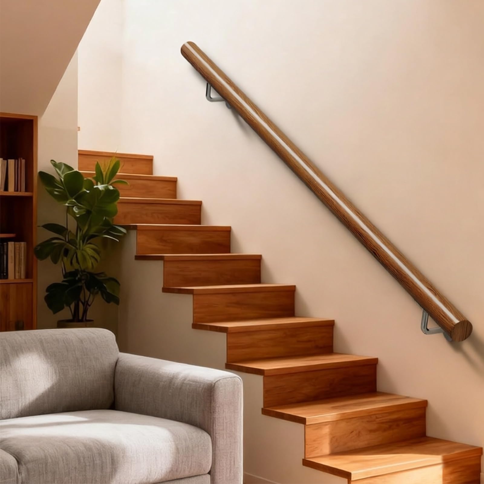 DMCHENGMA Wooden Handrails, 80cm/90cm/100cm Non-Slip Staircase Handrail, Wall Mounted Barrier-Free Staircase Grab Bar(3.6ft/110cm)