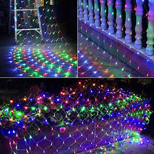 Woohaha LED Net Mesh Fairy String Decorative Lights 192 LEDs 9.8ft x 6.6ft with 30V Safe Voltage for Christmas Outdoor Wedding Garden Decorations (192LED, Multicolor)