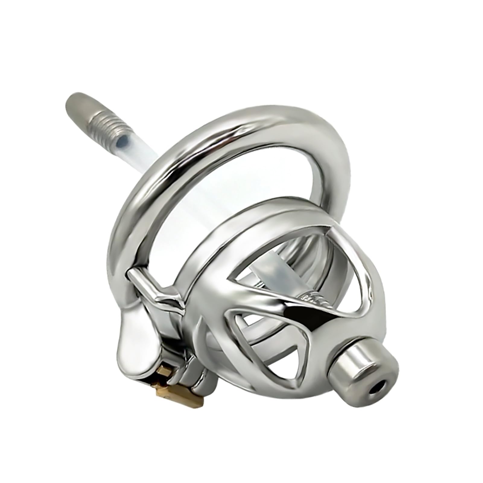 Jaula de pene de diseño hueco con anillo redondo y llave jaula de castidad de acero inoxidable 304 hombres impermeable desgaste pene jaula juguete sexual para el hombre (cage+dilator,40mm)