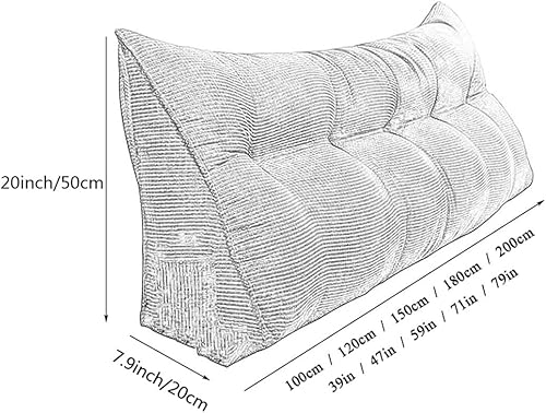 Miniatura 7 de Almohada para cabecero, cojín triangular de lectura, almohada grande con respaldo de posicionamiento, almohada para sofá cama con funda extraíble