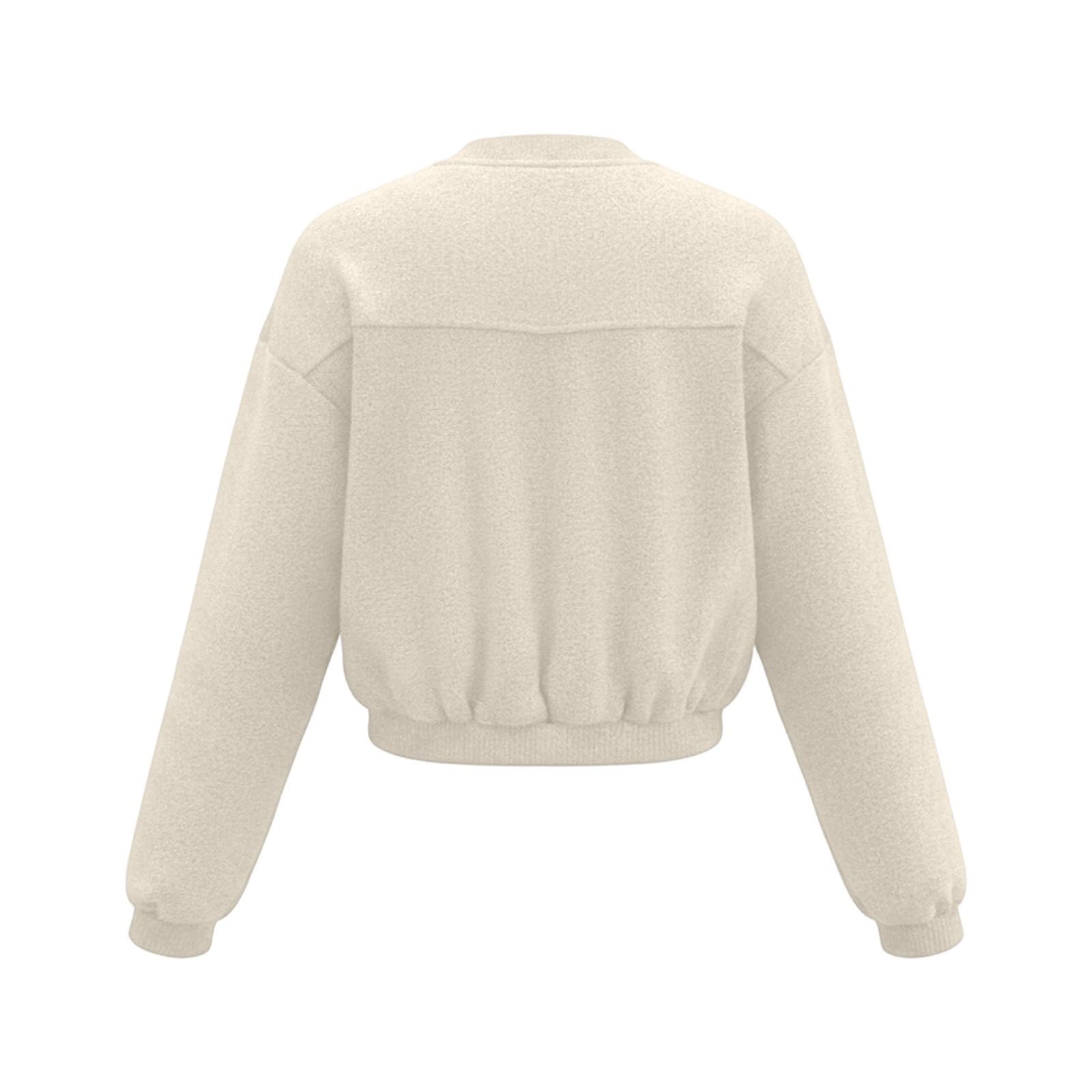 Damen Übergangsjacke Kurze Bomberjacke Casual Zip Up Sweatjacke Blouson Jacke Herbst Winter Outerwear Outdoor Cardigan Pullover Sweatshirt Y2k Sweater Knitted Top