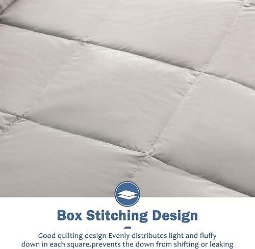 Miniatura 5 de Dafinner Edredón de verano extra ligero de fibras de plumón de plumón, manta de cama fina y suave con ribete satinado (106 x 90 pulgadas, gris)