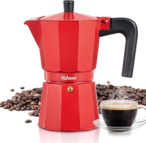 Yabano Cafetera de café expreso para estufa, 3 tazas de café Moka Espresso italiano para estufa de gas o cerámica eléctrica, cafetera italiana para