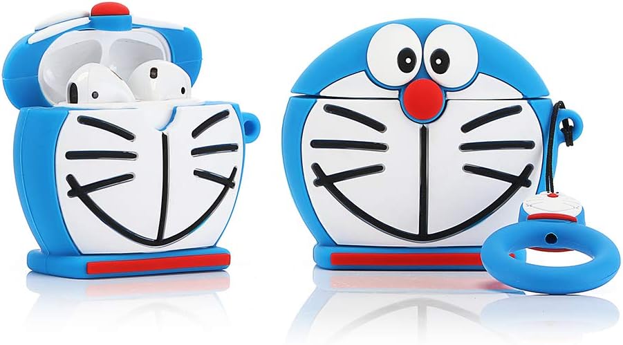 TEMTOOE Silicone Case Compatible for Apple Airpods 1&2 Lightweight Cover[Cartoon Pattern][Designed for Kids Girl and Boys](Doraemon)