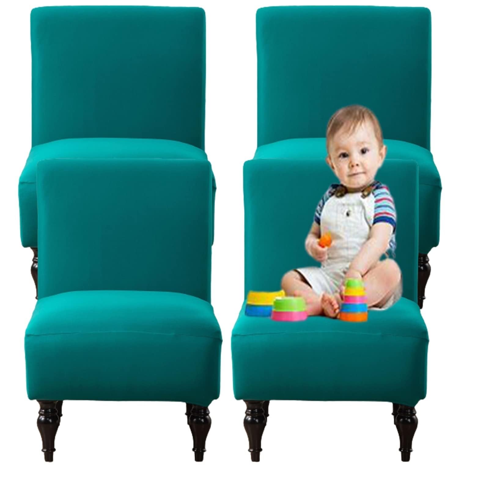 NMVAWIPT Armless Chair Slipcovers Stretch Accent Covers Removable Washable Anti-Dust Protector Furniture Without Armrests(#46,4pcs)