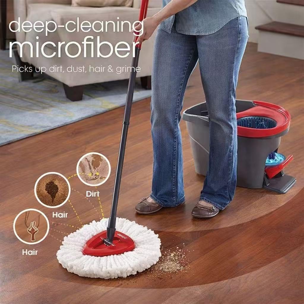 Easy Wring Mop Head Replacement Compatible with O-Cedar EasyWring Spin Mop System, Microfiber Spin Mop Refills for Deep Cleaning, 9 Pack