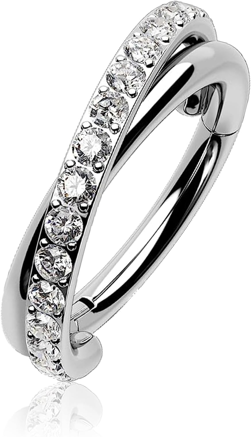 Bothfox16G G23 Titanium Helix Earring Hinged Segment Ring Cartilage Hoop Shinny CZ Ring Conch Tragus Daith Piercing Jewellery Women Hypoallergenic 316L Surgical Steel Earrings Nose Lip Rings