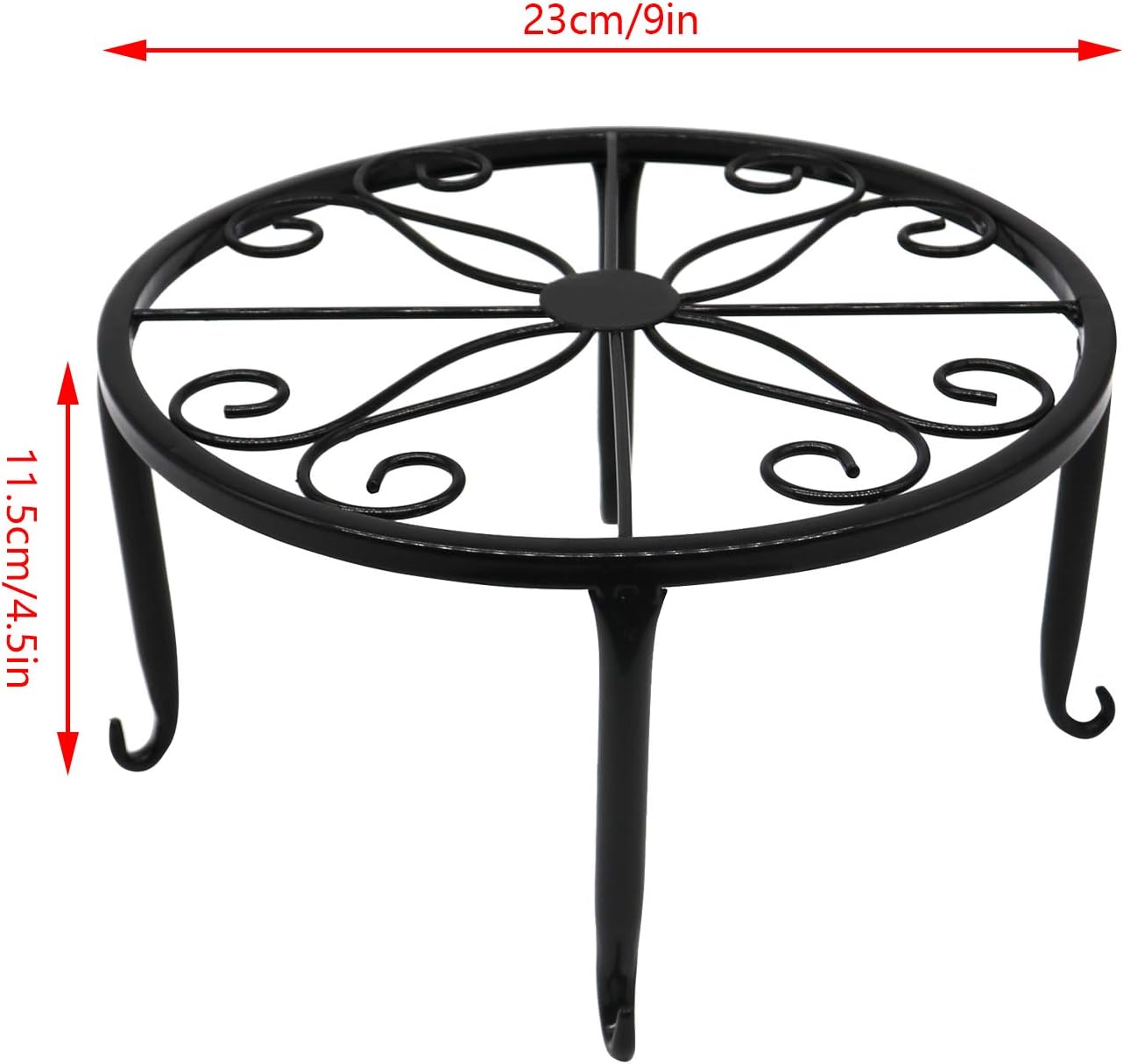 3 Pack Metal Potted Plant Stands, Round 9 inch Flowerpot Plant Holder for Home Garden Patio Balcony (Black)