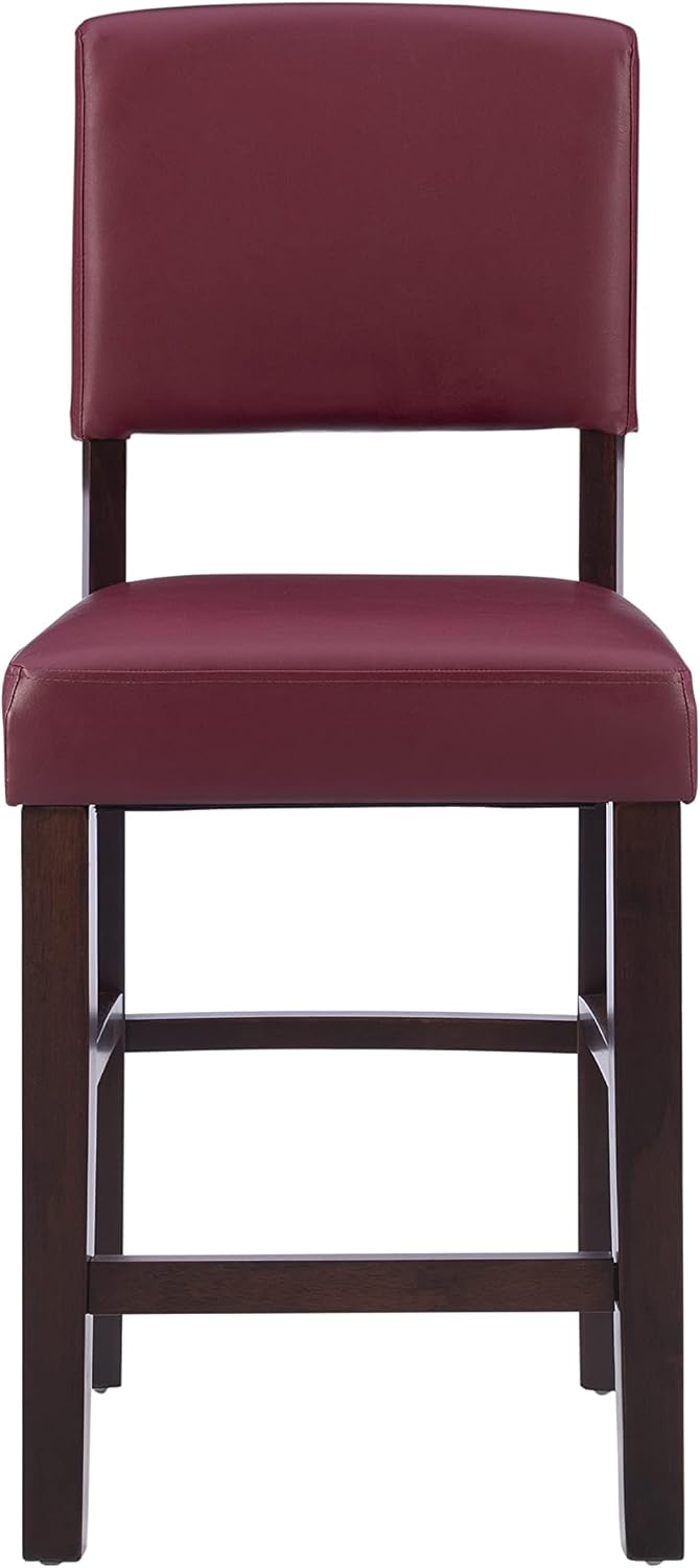 Linon FBA_ Monaco Stool, 24-Inch, Dark Red, 17.75"w x 19.5"d x 38"h, Espresso