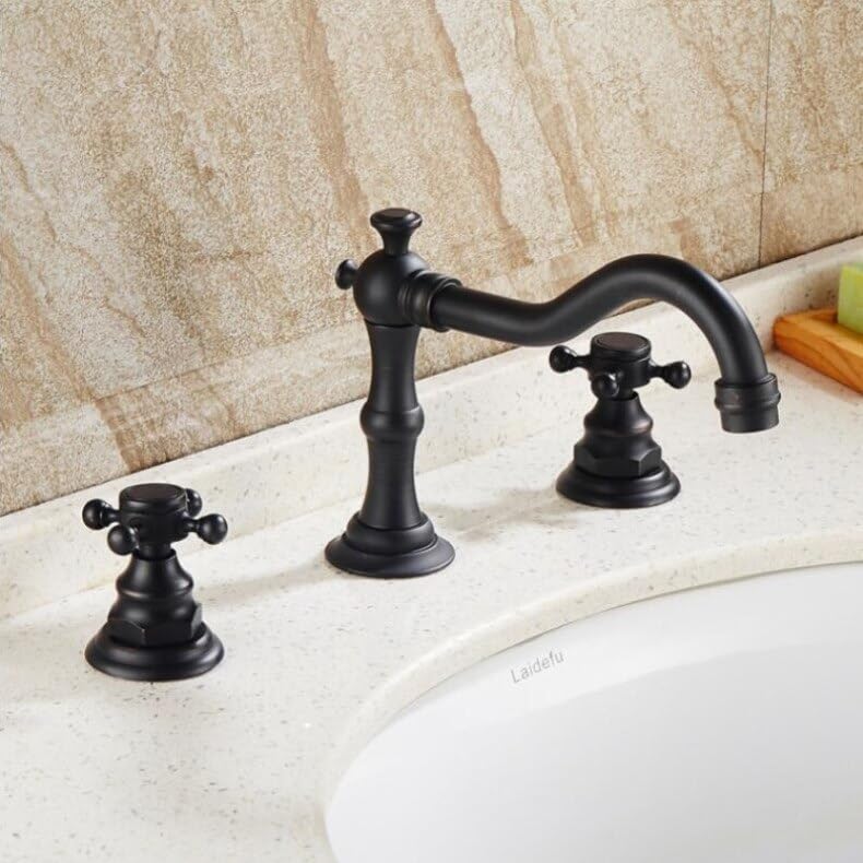 Robinet de lavabo généralisé Nero mitigeur 3 trous en laiton pour eau chaude et froide