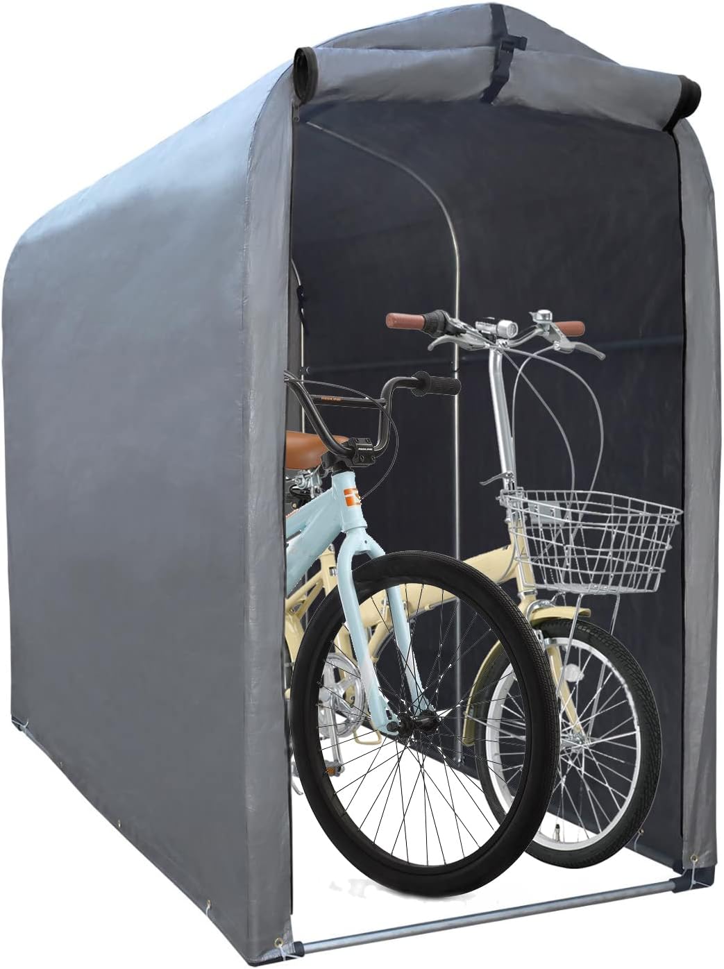 サイクルハウス 2台用 自転車置き場 家庭用 多用途 簡易ガレージ 94×180×156cm 中型 シルバーグレー PE素材 防UV 防水 防風 耐水性2000mm 組み立て式 固定バンド付き 金具付き