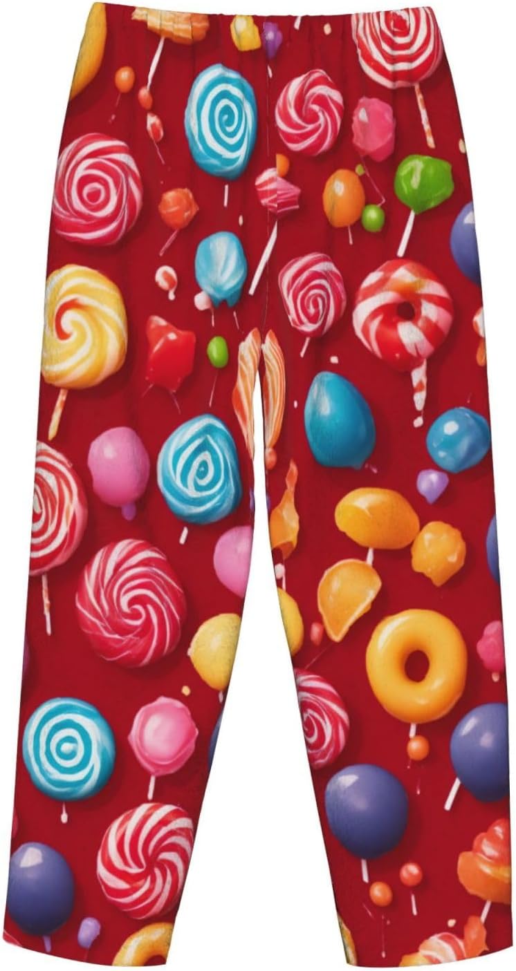 Lollipop Print Fashion Cozy Womens Flannel Pajama Pants,Perfect For Christmas And Everyday Wear