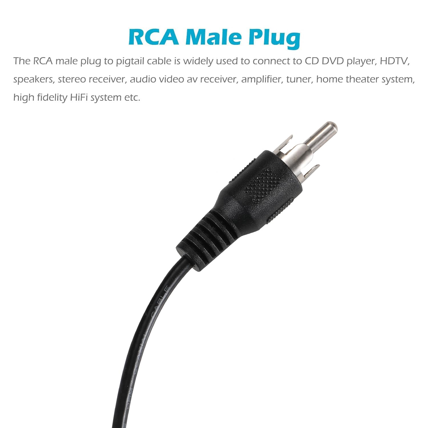 2 Câbles RCA Mâle Vers Fils Nus - 32cm Pour Ampli, Enceintes & Home Cinéma - Câblage Audio/Vidéo DIY