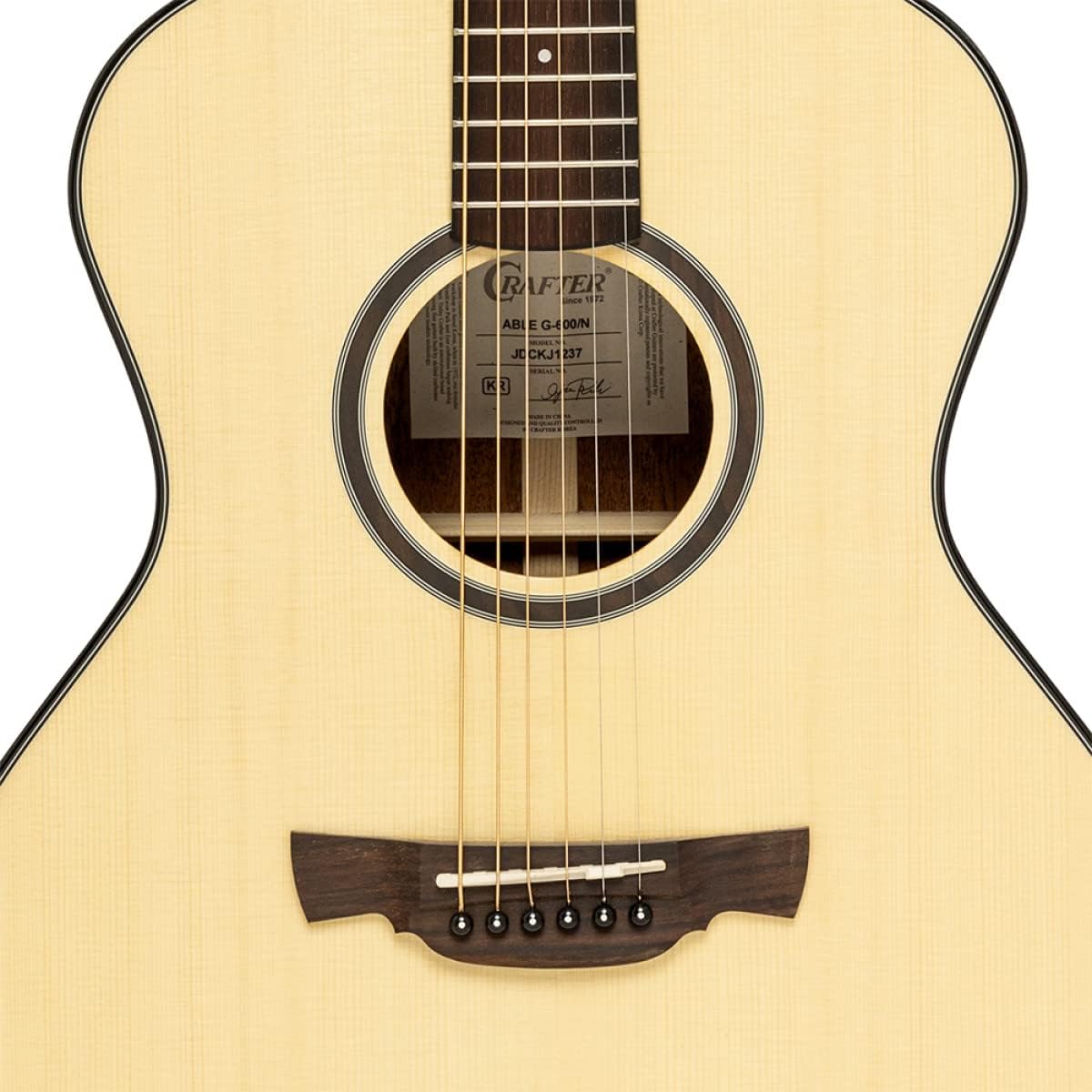 Crafter Guitars 6 String Acoustic Guitar, Right, Natural (ABLE T600 N)