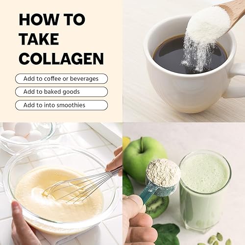 Miniatura 7 de Péptidos de colágeno marino polvo de colágeno ultrafino hidrolizado para mujeres y hombres, ácido hialurónico, biotina, vitamina C, para piel,
