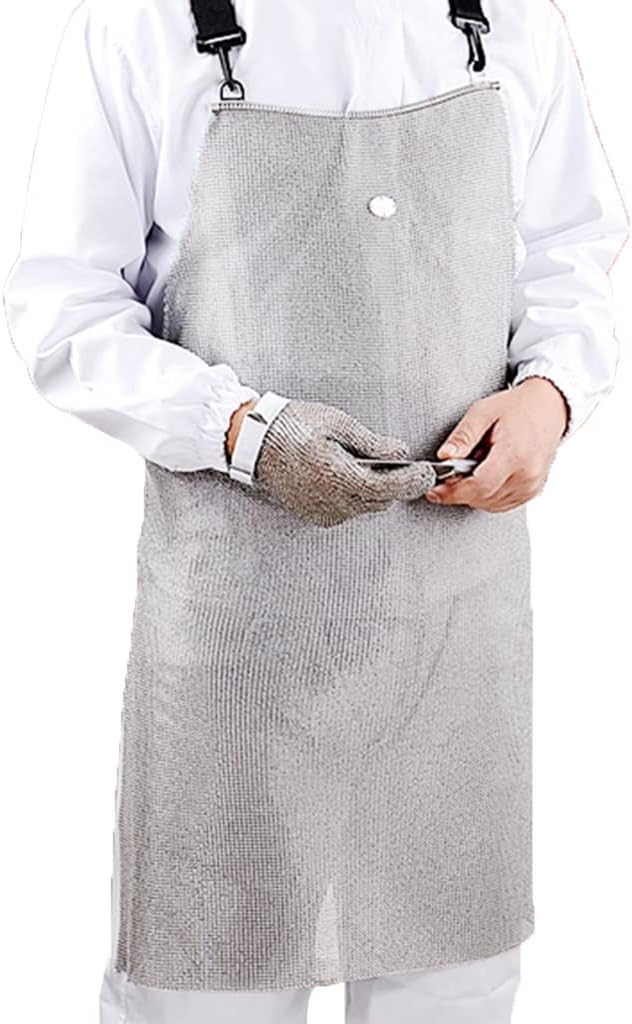 Butcher's Cut Resistant Heavy Chain Apron, Anti-Cutting Protection Aprons for Knife and Meat Processing, Stainless Steel Mesh Metal Safety Bib (Size : 55x70cm)