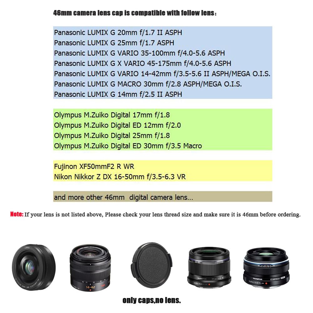Copriobiettivo a scatto da 46 mm per fotocamera Nikkor Z DX 16-50 mm f/3.5-6.3 VR per fotocamera Nikon Z50II Z50 Z30, copriobiettivo da 46 mm, 2 confezioni