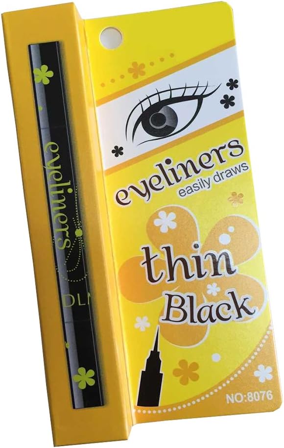 Makeup Black Waterproof Eyeliner Liquid Perfect Self-Advancing Eyeliner Pencil Cosmetic with Stamps (Plum blossom)