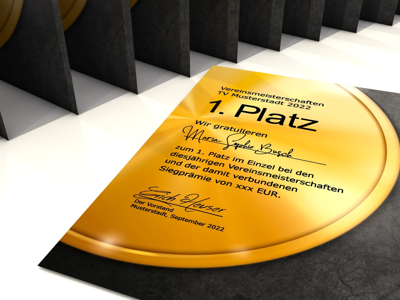 Papel de certificado "medalla dorada", clásico, para certificados, DIN A4, 190 g/m², de alta calidad, plantillas de impresión gratuitas, papel certificado, certificado en blanco (100)