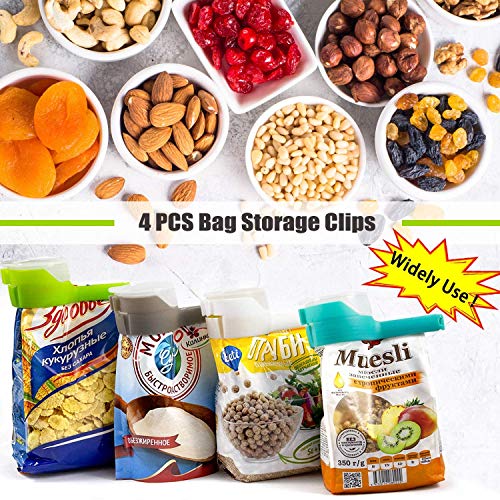 Bag Clips for Food, Seal Pour Food Storage Bag Clip with Pour Spouts Airtight Plastic Large for Kitchen Snack, Chips, Dog Food Storage Sealing Clips Clamp for Package 4 PACK - Thumbnail 3
