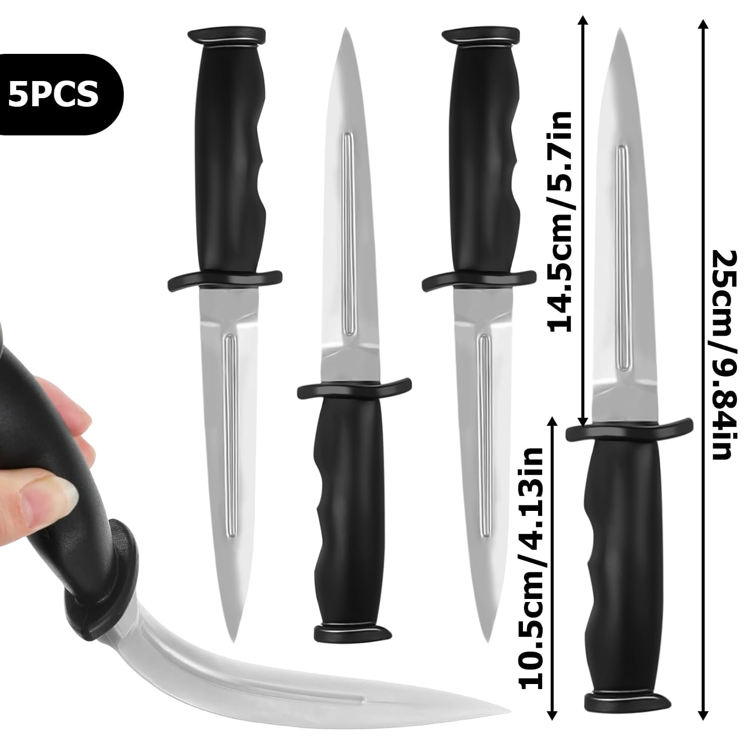 Trainingsmesser Aus Hartgummi – Realistische Optik, 29 Cm Lang, 115 G, Für Selbstverteidigungstraining