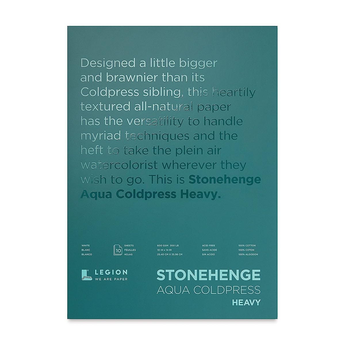 Stonehenge Aqua White Stonehenge Legion Aqua Heavy Watercolor Block, 300Lb, Cold Press, 10 By 14 Inches, 10 Sheets (L21-Sqc300wh1014)