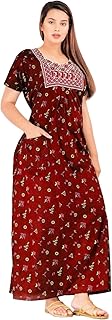 DIAMO Pure Cotton Embroidery Nighty for Women's