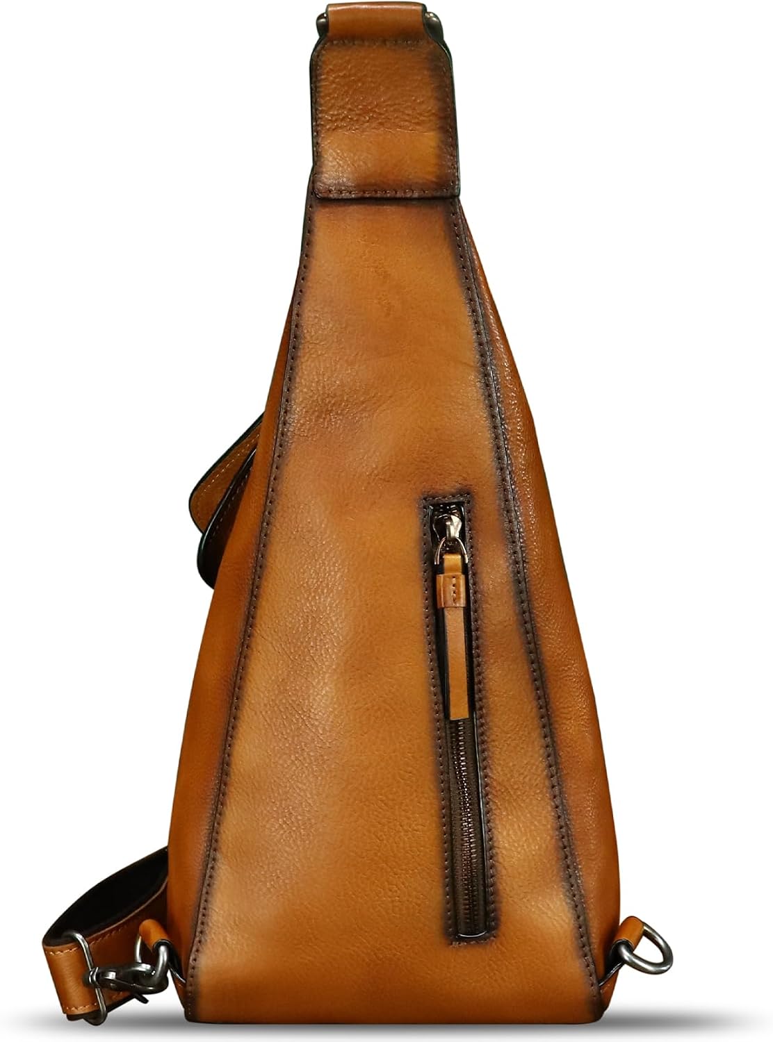 Genuine Leather Sling Bag for Men and Women Vintage Desinger Chest Over Shoulder Crossbody Bag Sling Backpack Purse (Brown)