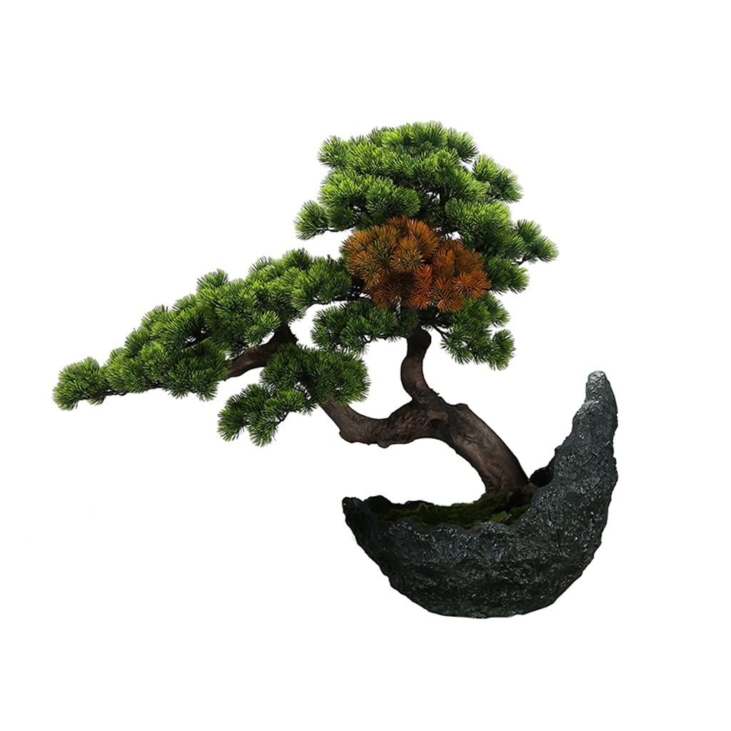 AYCDL Artificial Plants Indoor Simulation Bonsai Cliff Cypress Welcoming Pine Green Plant Bonsai Home Living Room Office Desktop Porch Decoration Fake Plant,A-70 * 55cm