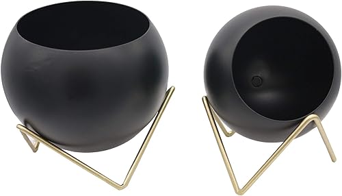 Miniatura 10 de Admired By Nature Juego de 2 macetas de mediados de siglo, soporte para plantas con soporte plegable para interiores y exteriores, maceta de pie