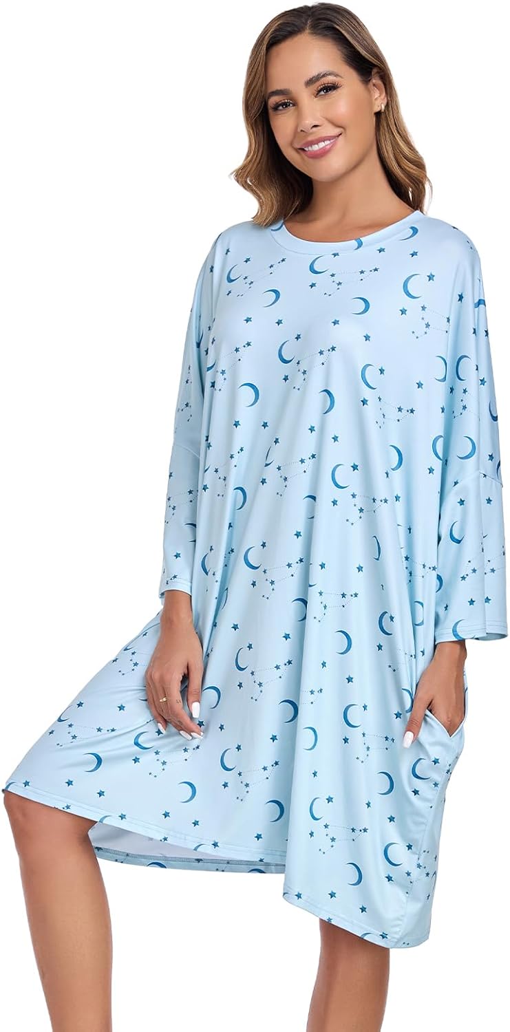 Women’s Plus Size Nightgowns Oversized Sleep Tshirts Dress Nightgown Short Sleeves Sleepwear Fit S-5XL