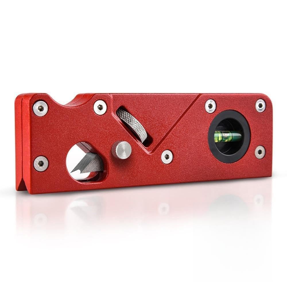 Woodworking Hand Plane, 45 Degree Chamfer Tool with 1/4 Round Cutter, Adjustable Aluminum Alloy Trimming Plane for Edge Corner Beveling, Red