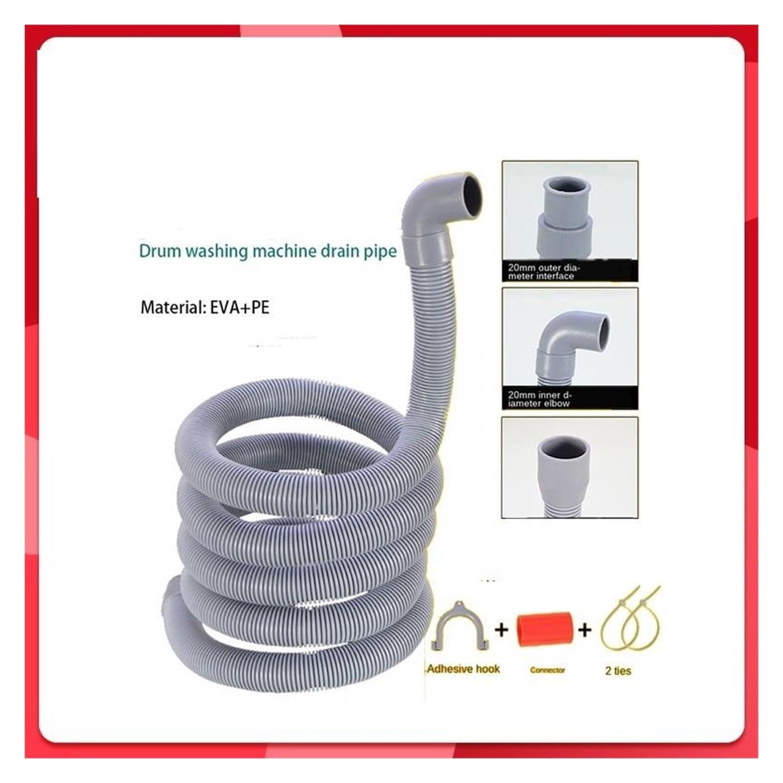 Tubi Idraulici Allungati for Tubo Di Scarico for Lavatrice for Xtension 1,5/2/3 4 M(2 M bend)