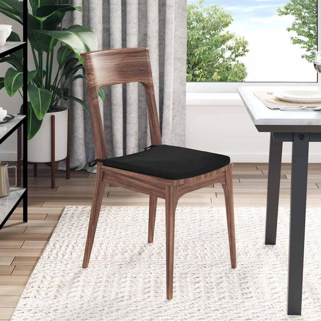 Sitzkissen 4er Set Schwarz 40x40x3 cm Stuhlkissen Indoor