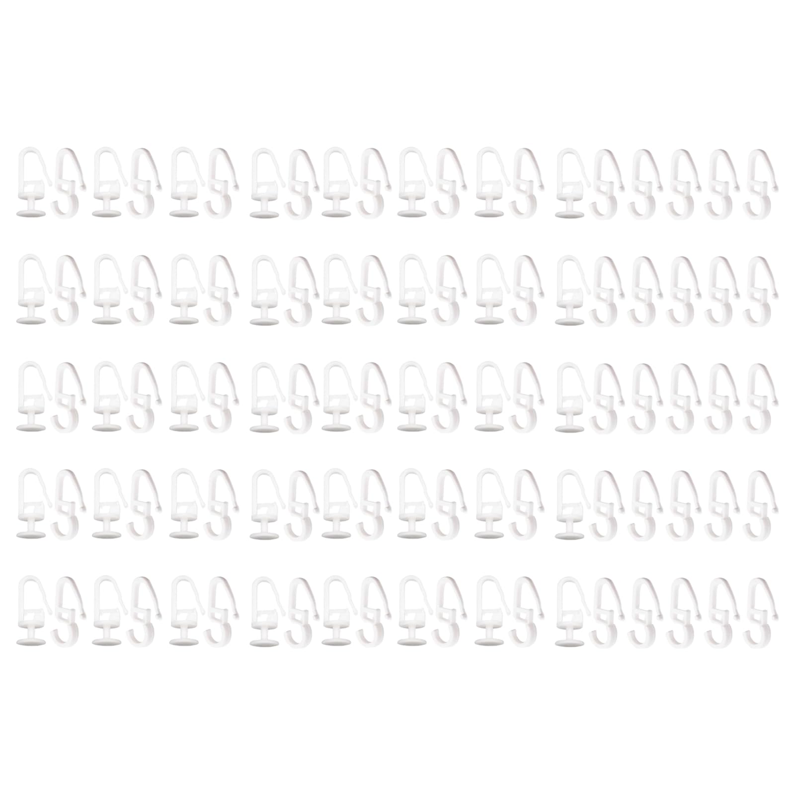 COOLHOOD Curtain Installation Set with 50 White Cutain Track Slides Gliders with Folding Hook and 50 S Shape Hook for Home Decors