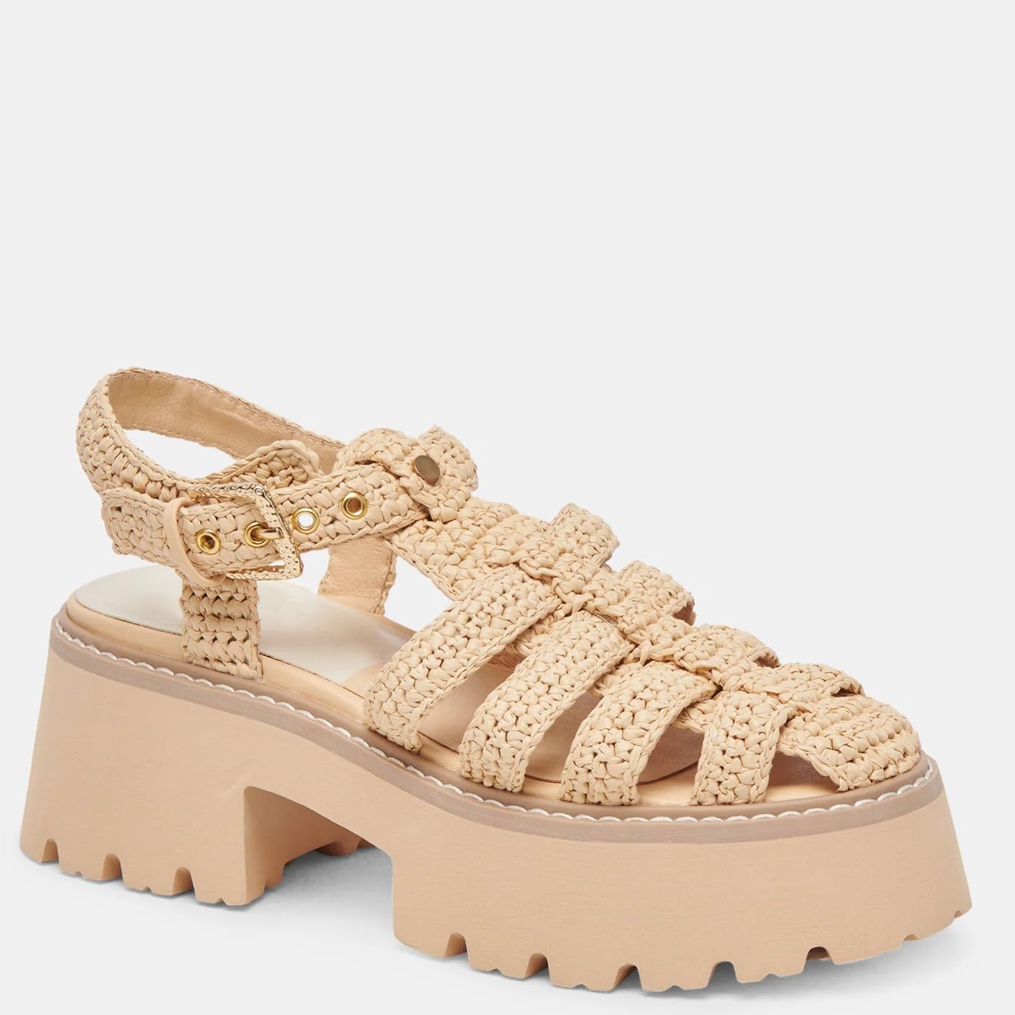 Plateau-Sandalen für Damen, Bast, Espadrille, Sommer, Strandsandalen mit verstellbarem Schnallenriemen, geschlossene Zehen, gewebte Sandalen, grobe Fischer, Häkelsandalen