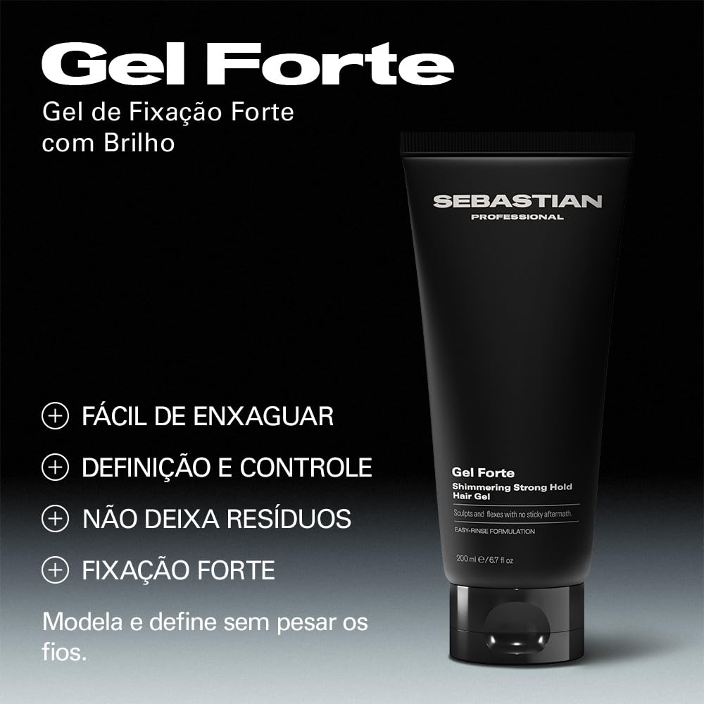 Sebastian Gel professionale Forte Shimmering Strong Hold Hair Gel - Gel per capelli non appiccicoso per definire i capelli (200 ml)