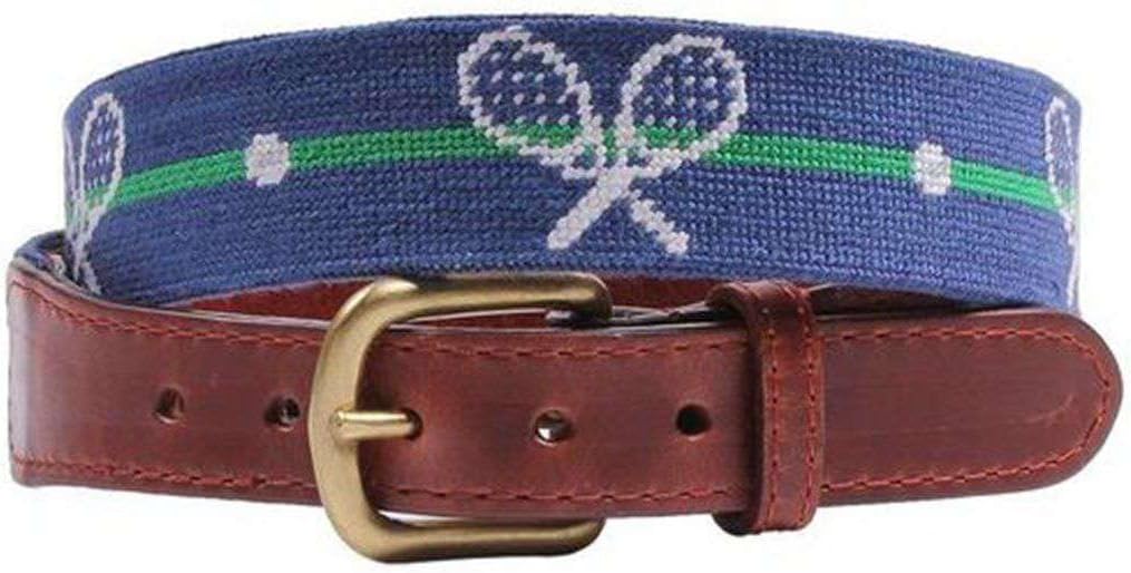 Crossed Racquets Needlepoint Belt in Classic Navy by Smathers & Branson