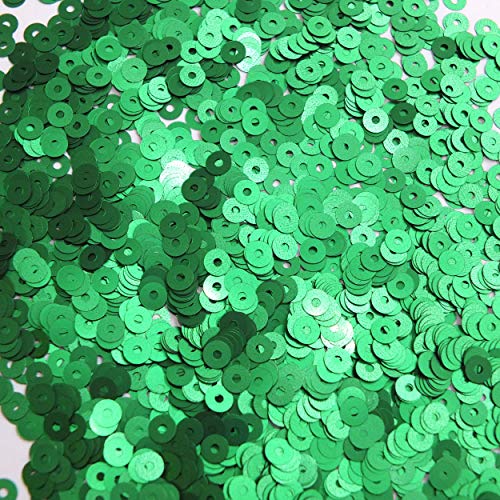 3mm Flat Sequins Green Matte Metallic Medium Hole Made in USA
