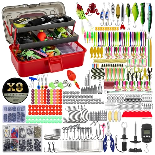 680 Pièces Accessoires de Pêche, Matériel de Pêche Complet avec Boîte Rangement, Leurres, Hameçons, Pince et équipement, Cadeau de Peche Idéal pour Débutants et Pêcheurs Expérimentés
