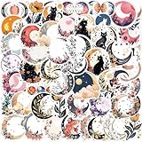 Moon Stickers |50Pcs Moon Flower Waterproof Vinyl Decals